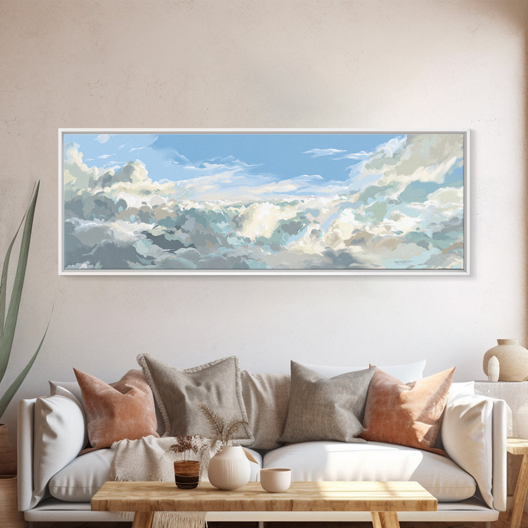 Sky and Cloud Scene Canvas Print, Medical Office Art, Medical Wall Art, Office Decor, Abstract Art, Calm, Neutral Decor, MOA-3x1-49
