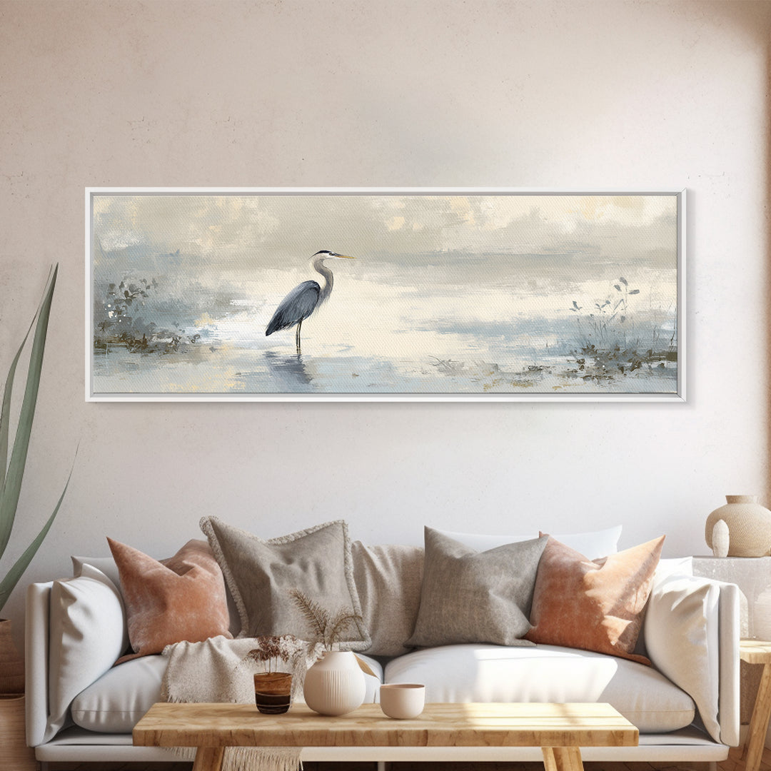 Blue Heron Standing Canvas Print, Medical Office Art, Educational Poster, Office Decor, Fine Art, Calm, Fine Art Print, MOA-3x1-6