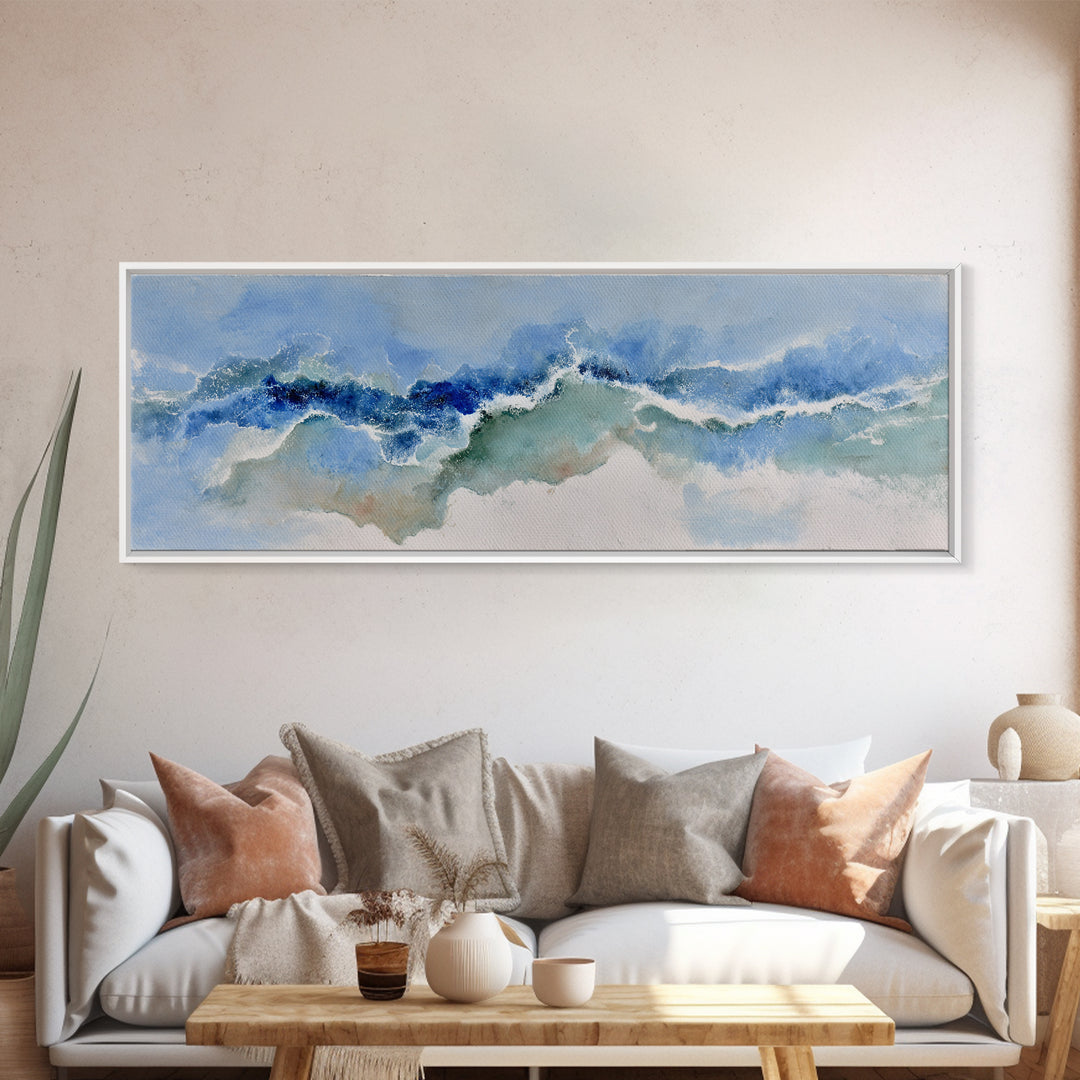 Calming Blue Abstract Canvas Print, Medical Office Art, Brain Art, Office Decor, Abstract Art, Calm, Boho Decor, MOA-3x1-65