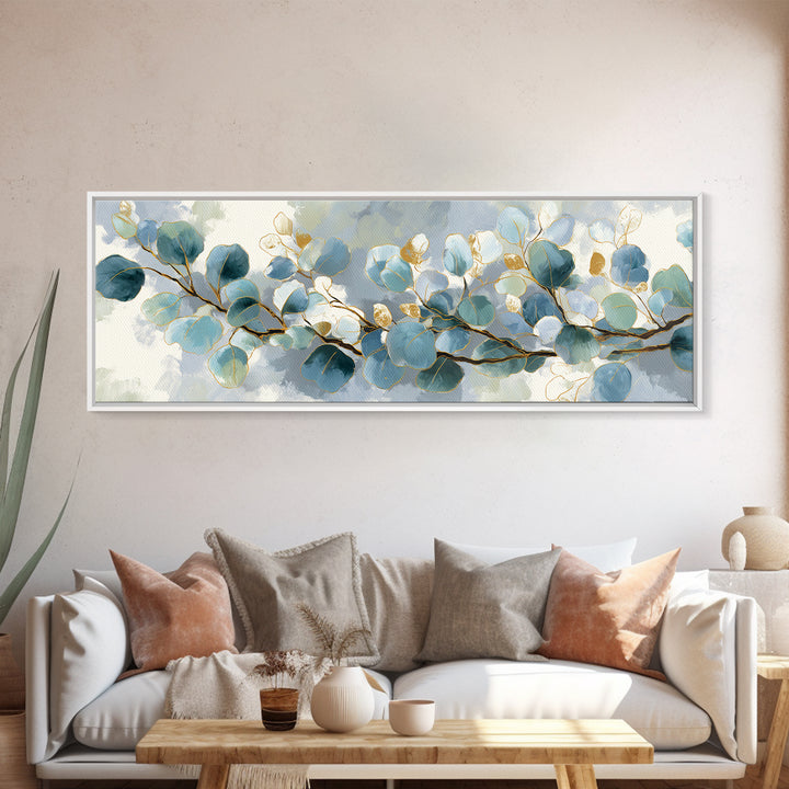 Botanical Eucalyptus Branch Framed Canvas Print, Medical Office Art, Medical Student Gift, Office Decor, Fine Art, Calm, MOA-3x1-67
