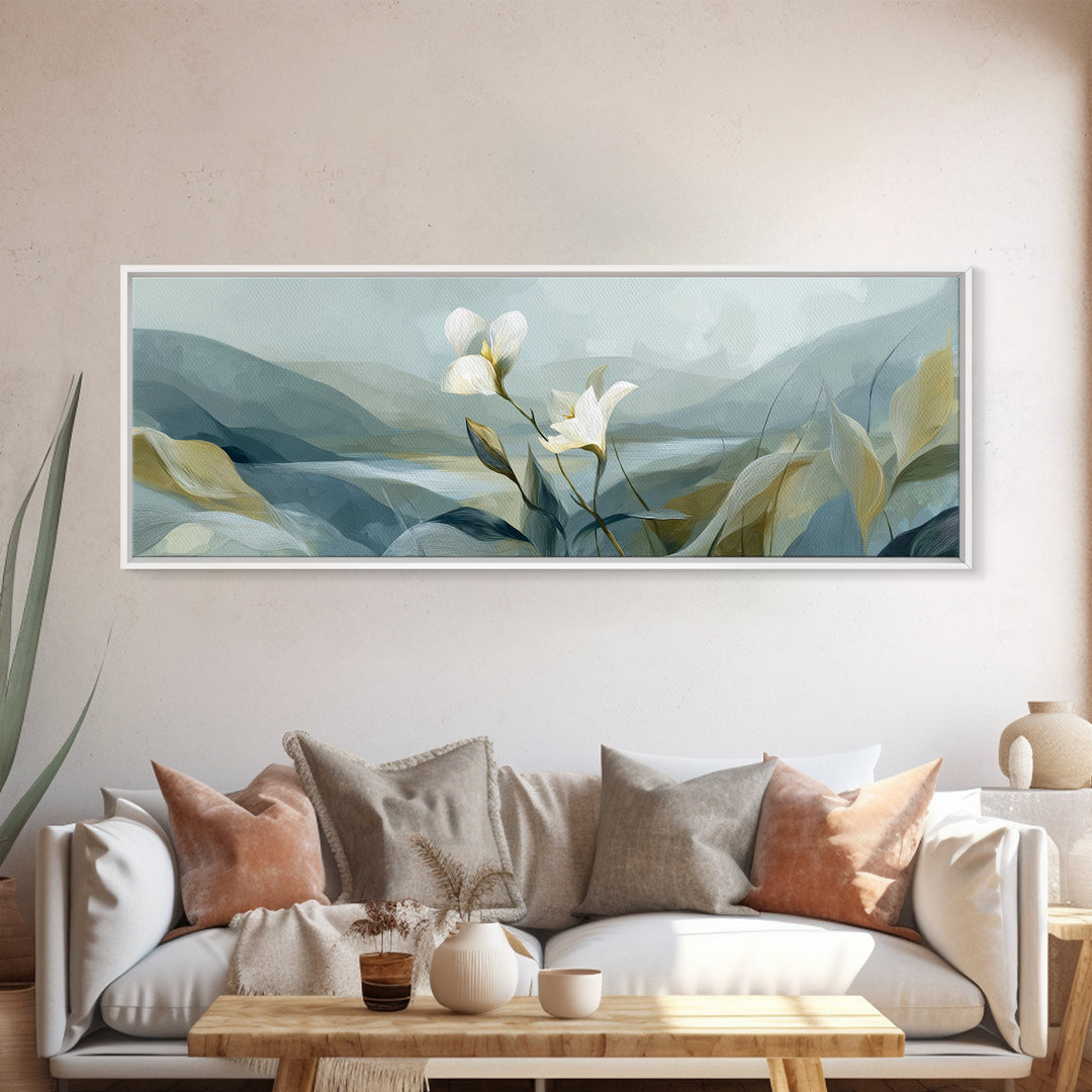 White Orchid on Gray Stone Surface Canvas Print, Medical Office Art, Art Print, Office Decor, Oil Painting, Calm, Printable Art, MOA-3x1-70