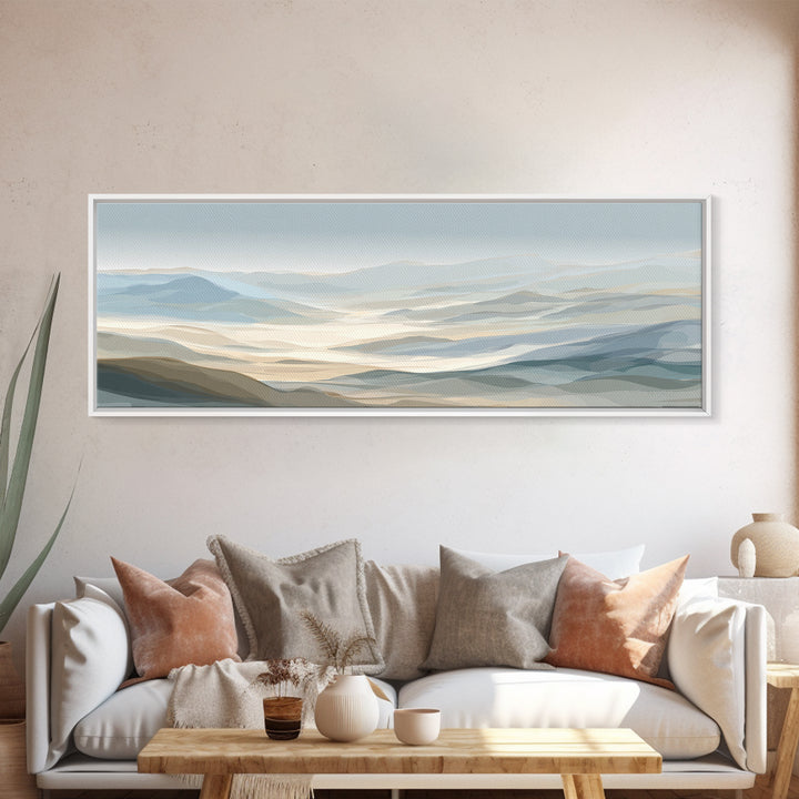 Minimal Sunrise over Rounded Hills Framed Canvas Print, Medical Office Art, Printable Art, Office Decor, Fine Art, Calm, MOA-3x1-87