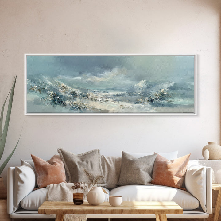 Soft Mountain Landscape Framed Canvas Print, Medical Office Art, Anatomy Poster, Office Decor, Watercolor Art, Calm, MOA-3x1-90
