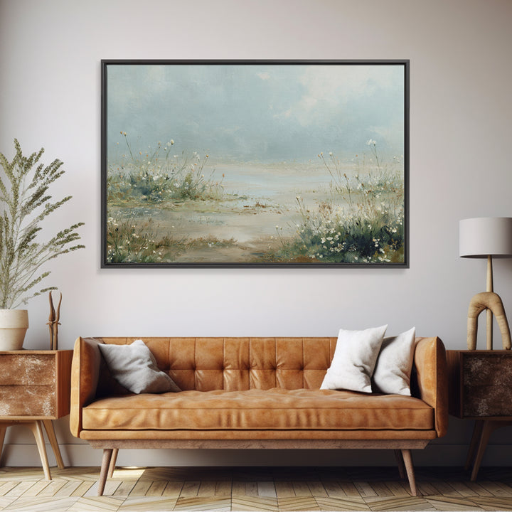 Sunlit Meadow with Wildflowers and Calm Mood Canvas Print, Medical Office Art, Medical Art, Office Decor, Watercolor Art, Calm, MOA-3x2-16