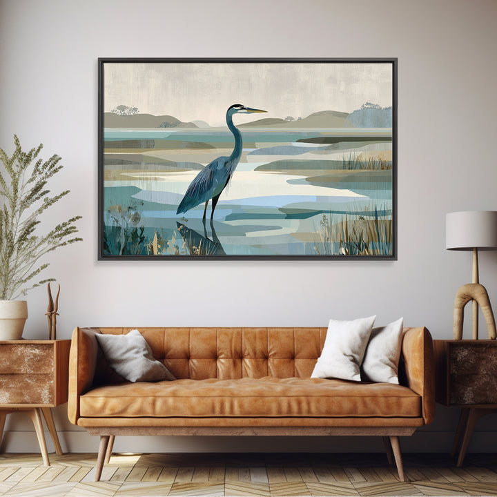 Blue Heron Standing Framed Canvas Print, Medical Office Art, Medical Student Gift, Office Decor, Fine Art, Calm, Anatomy Poster, MOA-3x2-18