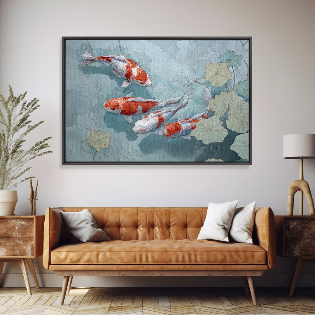 Calm Koi Fish Swimming Through Clear Water Framed Canvas Print, Medical Office Art, Printable Wall Art, Office Decor, Calm, MOA-3x2-2