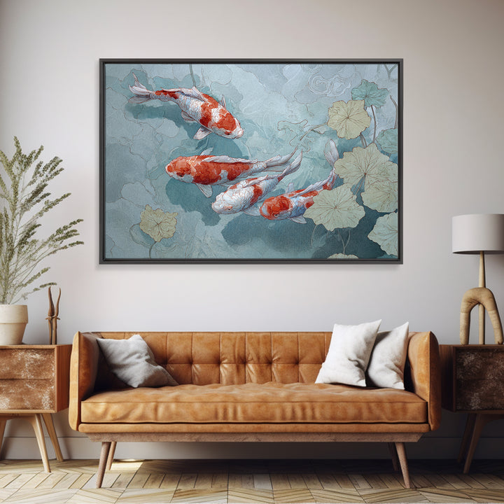 Calm Koi Fish Swimming Through Clear Water Framed Canvas Print, Medical Office Art, Printable Wall Art, Office Decor, Calm, MOA-3x2-2