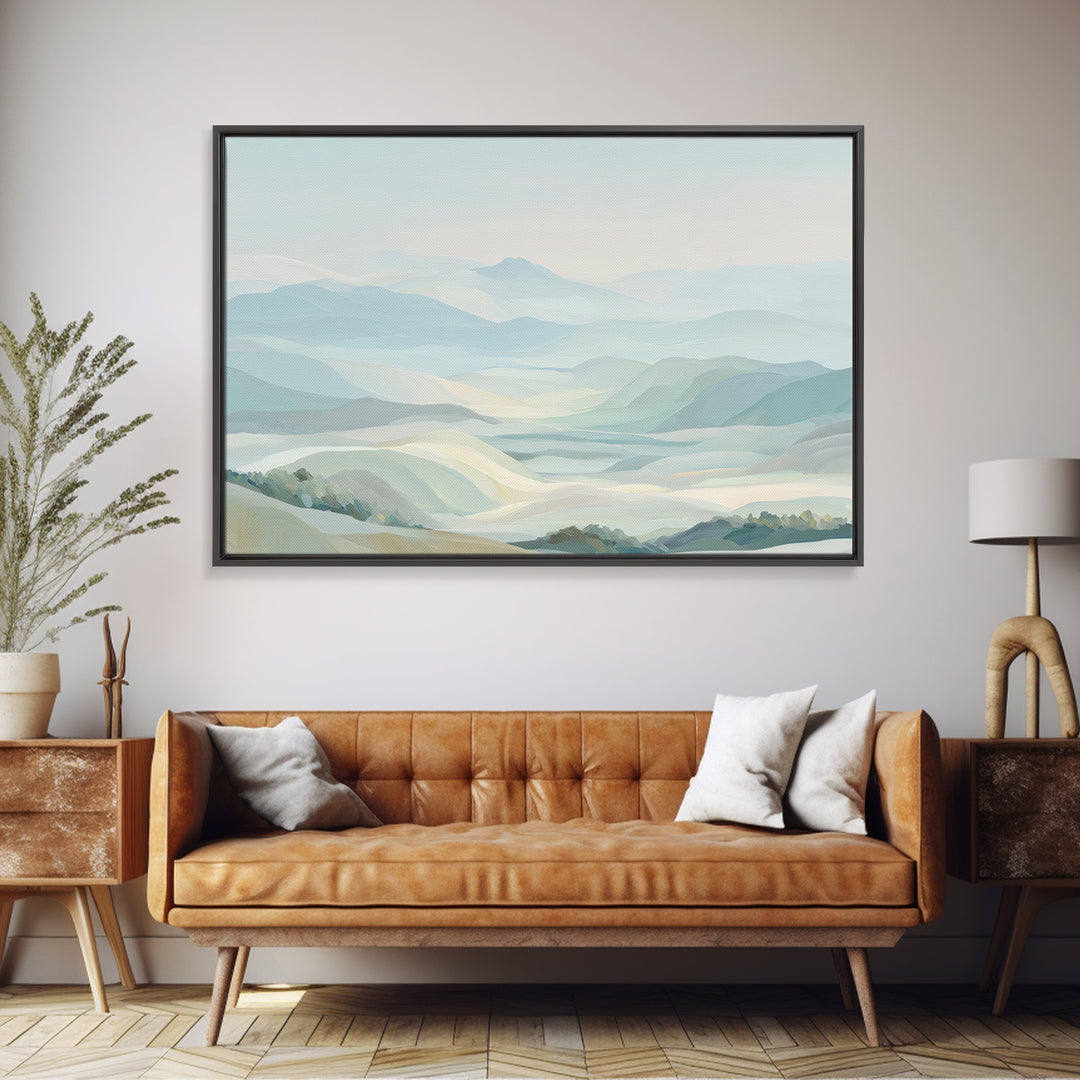 Minimal Sunrise over Rounded Hills Framed Canvas Print, Medical Office Art, Medical Wall Art, Office Decor, Fine Art, Calm, MOA-3x2-27
