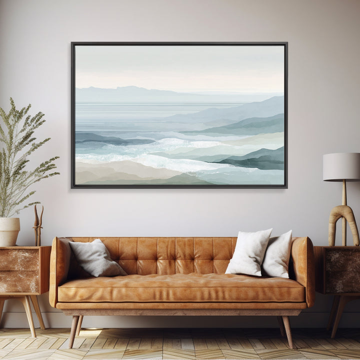 Peaceful Ocean Horizon Canvas Print, Medical Office Art, Brain Poster, Office Decor, Oil Painting, Calm, Medical School, MOA-3x2-32