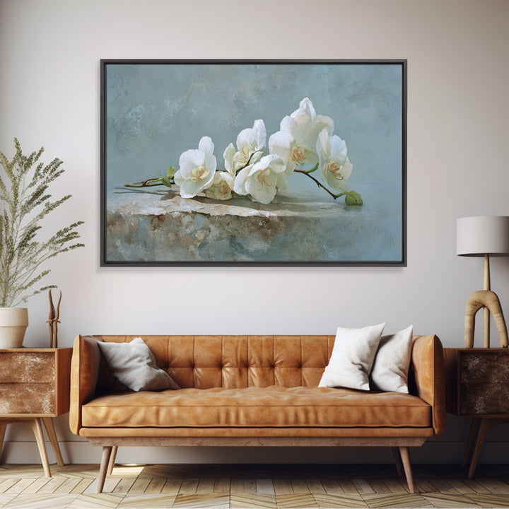 White Orchid on Gray Stone Surface Canvas Print, Medical Office Art, Brain Poster, Office Decor, Fine Art, Calm, Medical School, MOA-3x2-34
