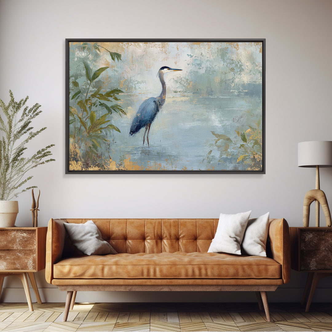 Blue Heron Standing Canvas Print, Medical Office Art, Medical Art, Office Decor, Fine Art, Calm, Biology Art, Nurse Wall Art, MOA-3x2-42