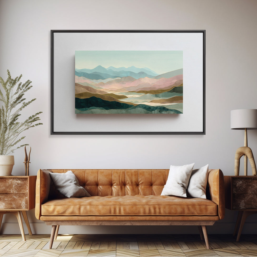 Minimal Sunrise over Rounded Hills Canvas Print, Medical Office Art, School Nurse Art, Office Decor, Calm, Luxury Decor, MOA-3x2-51