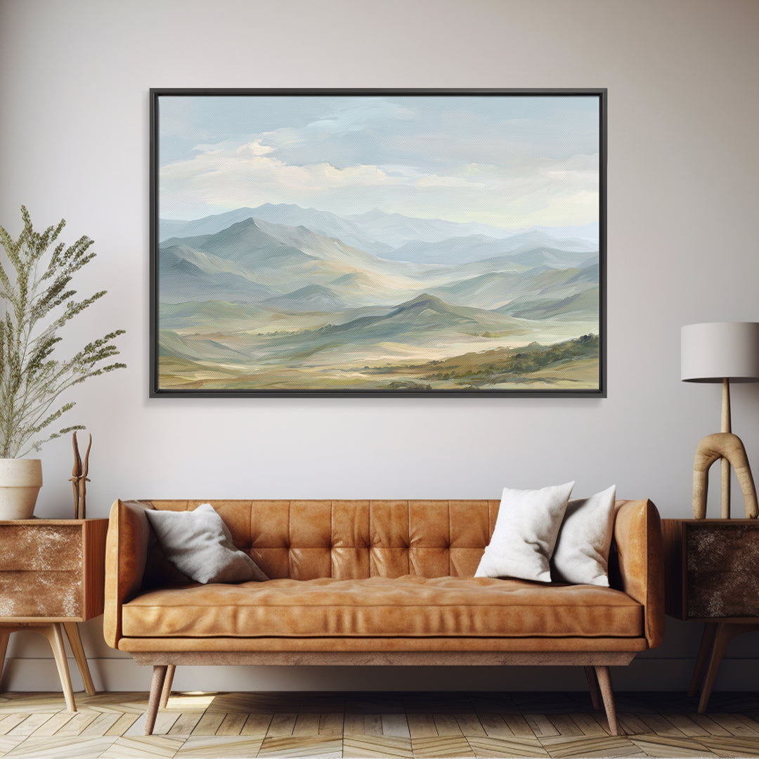 Soft Mountain Landscape Canvas Print, Medical Office Art, Anatomy Wall Art, Office Decor, Oil Painting, Calm, Neuroscience Art, MOA-3x2-54