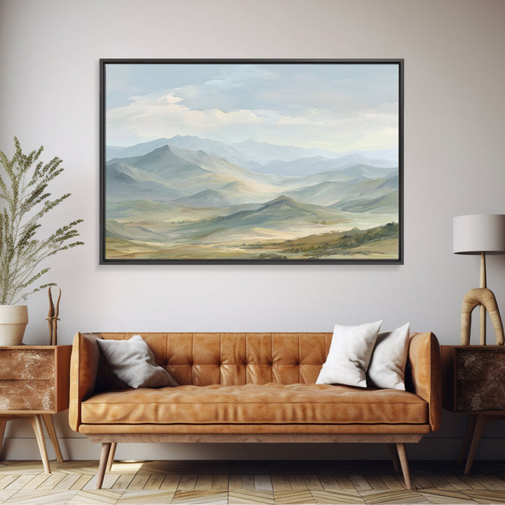 Soft Mountain Landscape Canvas Print, Medical Office Art, Anatomy Wall Art, Office Decor, Oil Painting, Calm, Neuroscience Art, MOA-3x2-54