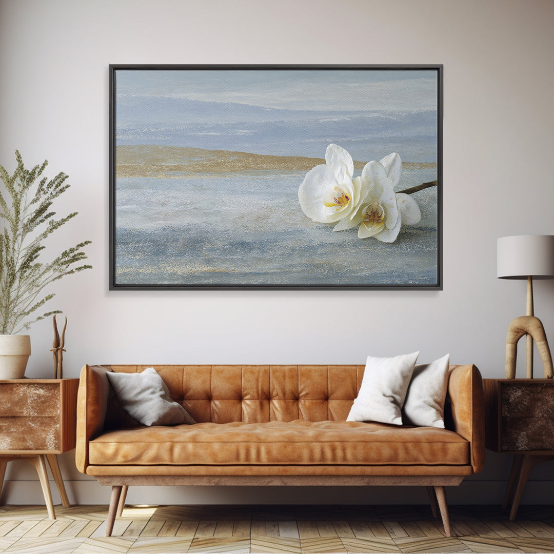 White Orchid on Gray Stone Surface Canvas Print, Medical Office Art, Brain Poster, Office Decor, Fine Art, Calm, Medical School, MOA-3x2-58