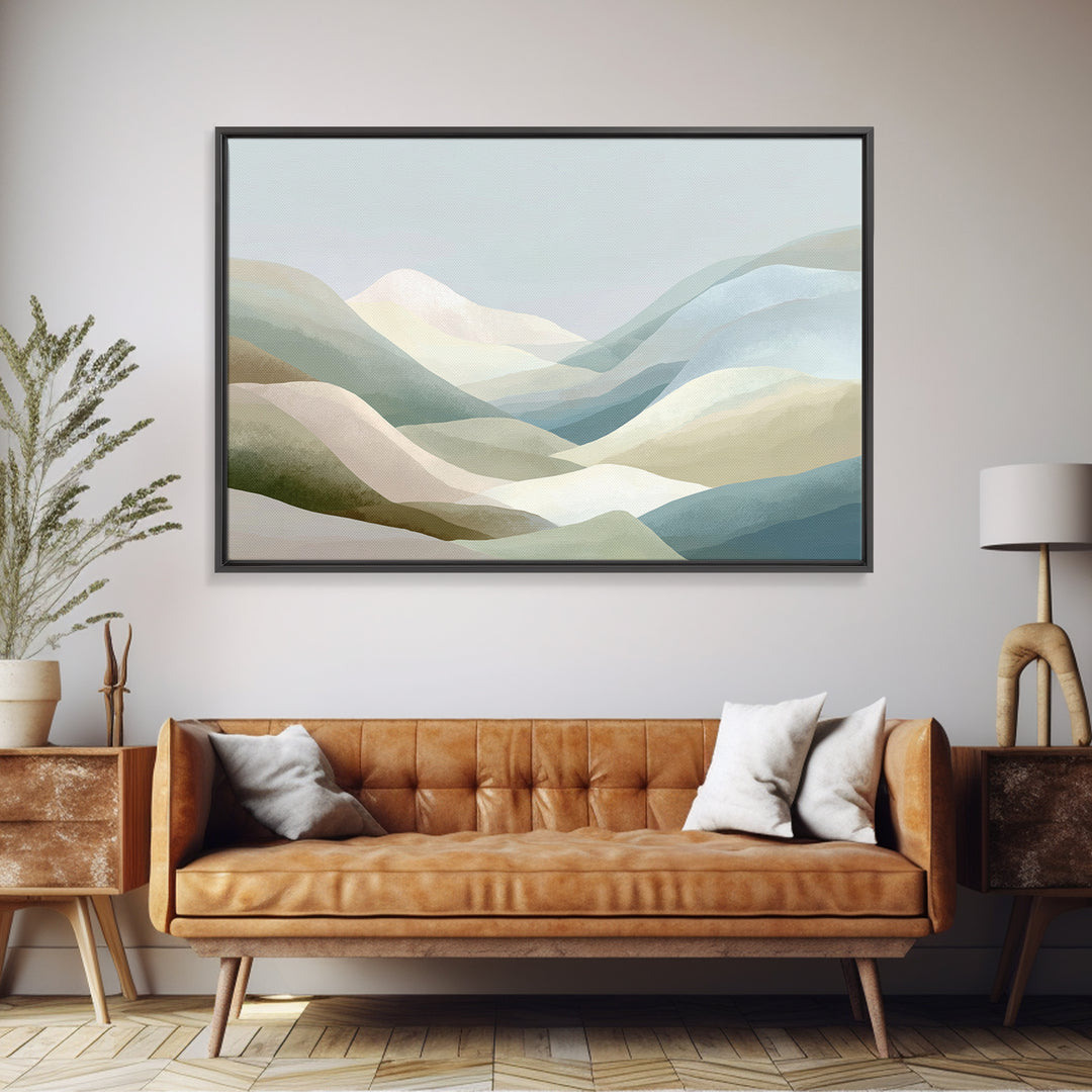 Soft Mountain Landscape Framed Canvas Print, Medical Office Art, Dental Office Decor, Office Decor, Fine Art, Calm, Brain Art, MOA-3x2-6
