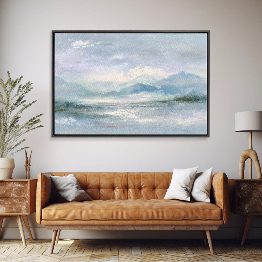 Soft Mountain Landscape Framed Canvas Print, Medical Office Art, Anatomy Art, Office Decor, Fine Art, Calm, Statement Artwork, MOA-3x2-78