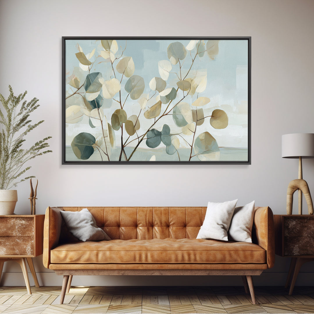 Botanical Eucalyptus Branch Framed Canvas Print, Medical Office Art, Biology Art, Office Decor, Watercolor Art, Calm, MOA-3x2-79