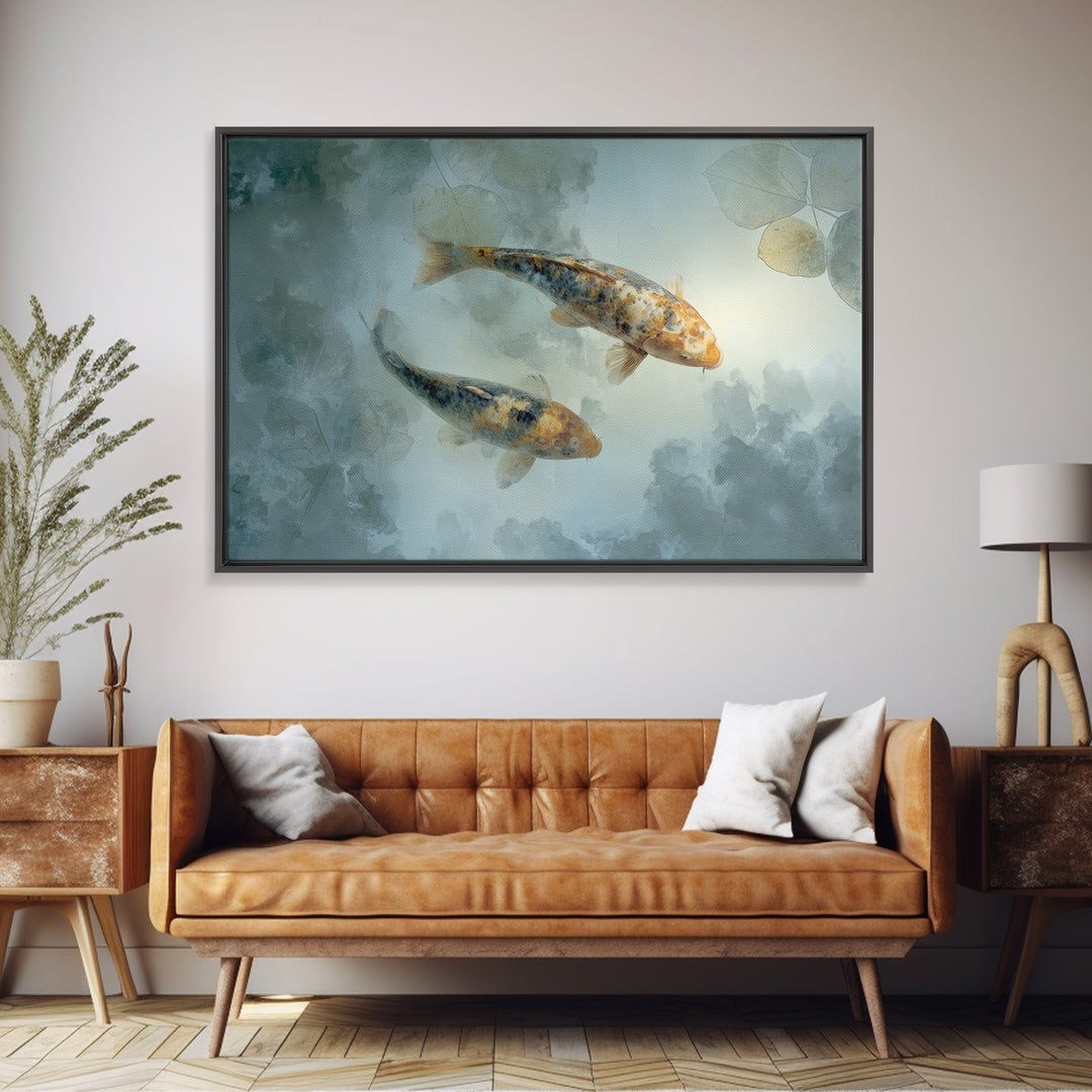 Calm Koi Fish Swimming Through Clear Water Canvas Print, Medical Office Art, Educational Poster, Office Decor, Fine Art, Calm, MOA-3x2-98