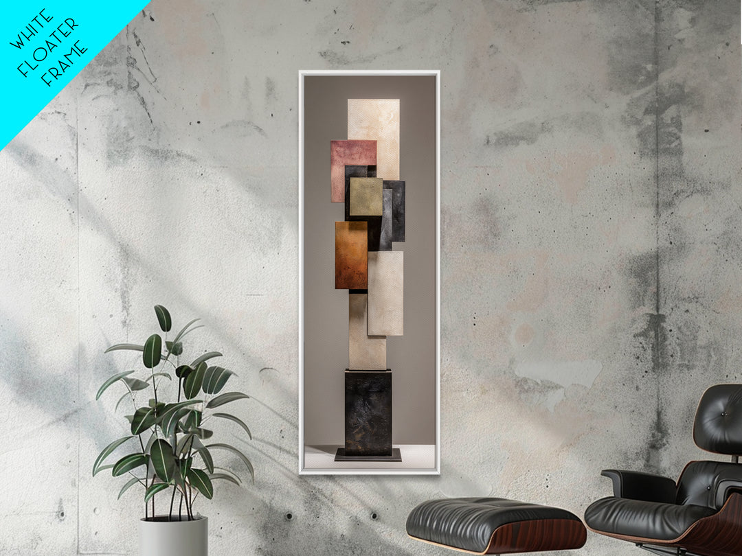 Minimal Sculpture Shapes Painted Canvas Print, Modern Art, Art Deco, Living Room Decor, Abstract Art, Modern, MOD-1x3-68