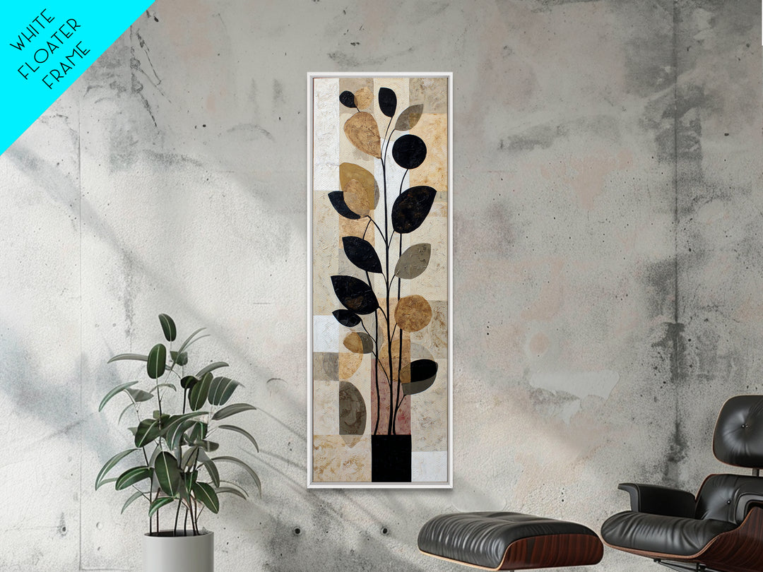 Clean Botanical Silhouette on Color Block Ground Canvas Print, Modern Art, Printable Art, Living Room Decor, Modern, MOD-1x3-83