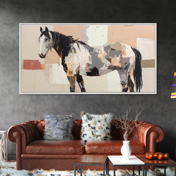 Contemporary Horse Portrait Framed Canvas Print, Modern Art, Living Room Decor, Fine Art, Modern, Gallery Decor, Neutral Decor, MOD-2x1-11