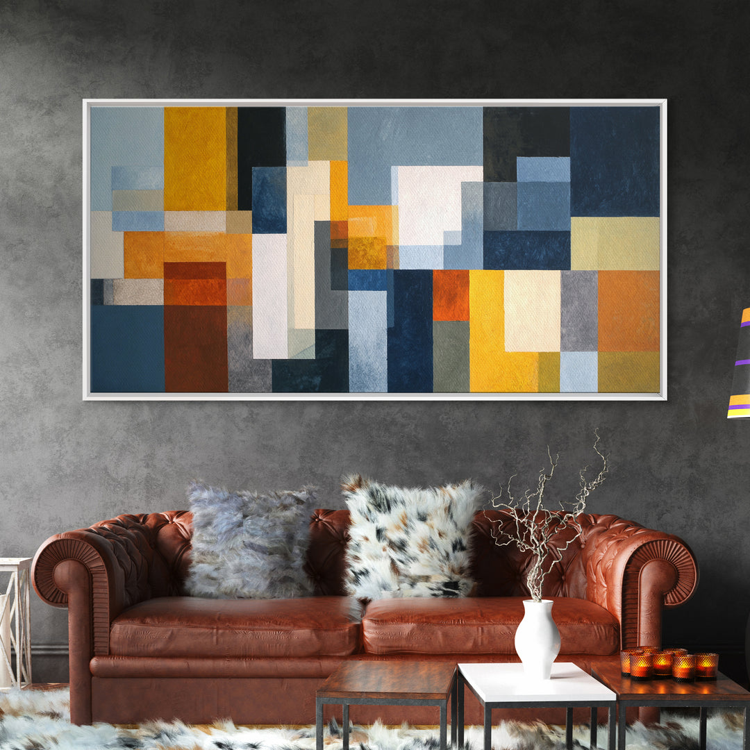 Geometric City Abstraction Canvas Print, Modern Art, Art, Living Room Decor, Abstract Art, Modern, Canvas Art, Digital Print, MOD-2x1-48