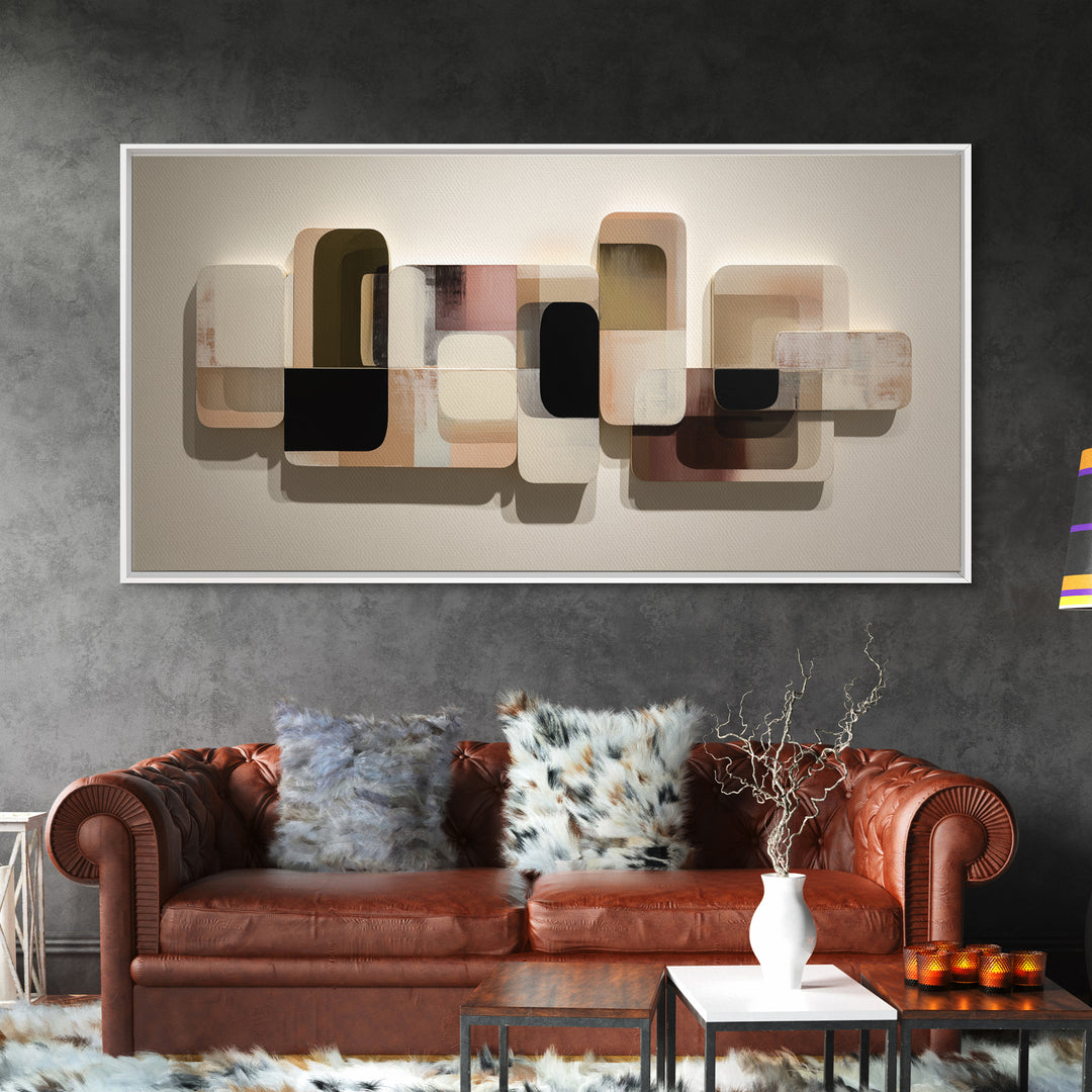 Minimal Sculpture Shapes Painted Canvas Print, Modern Art, Wall Decor, Living Room Decor, Abstract Art, Modern, Digital Print, MOD-2x1-52