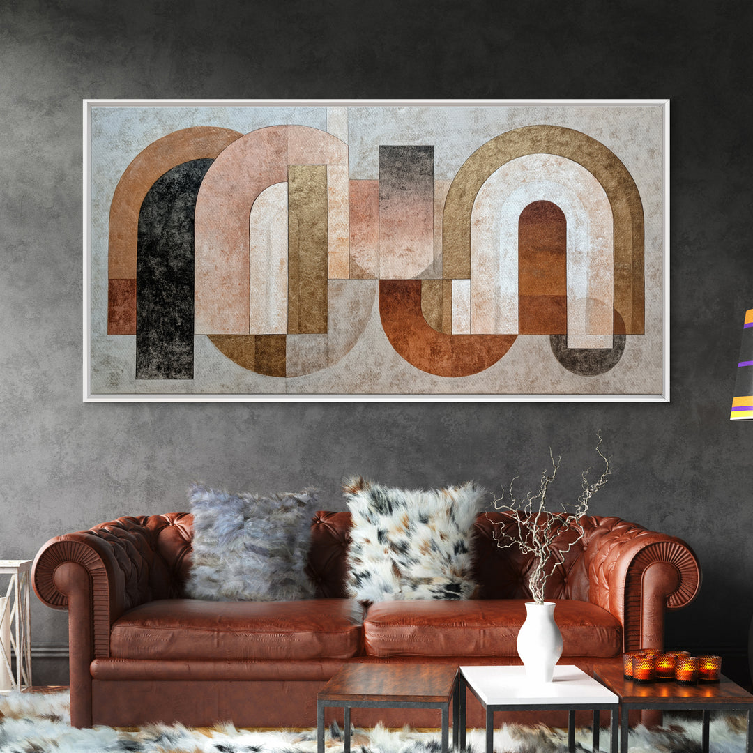 Architectural Arch Composition Framed Canvas Print, Modern Art, Digital Prints, Living Room Decor, Abstract Art, Modern, MOD-2x1-65