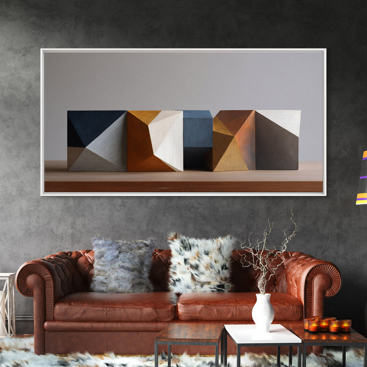 Minimal Sculpture Shapes Painted Canvas Print, Modern Art, Canvas Art, Living Room Decor, Fine Art, Modern, Poster Art, MOD-2x1-76