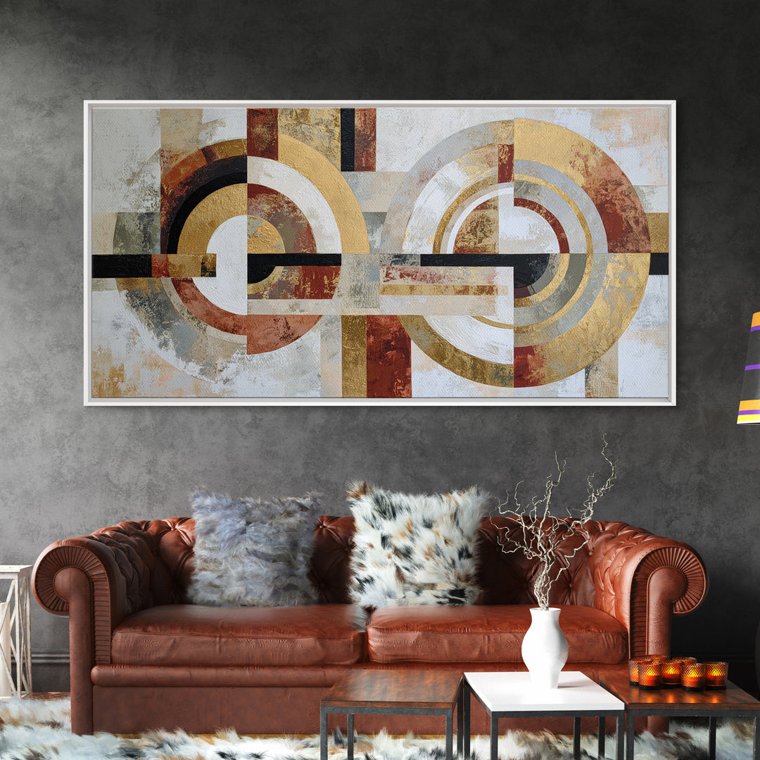 Abstract Circular Forms Framed Canvas Print, Modern Art, Boho Wall Decor, Living Room Decor, Abstract Art, Modern, MOD-2x1-87