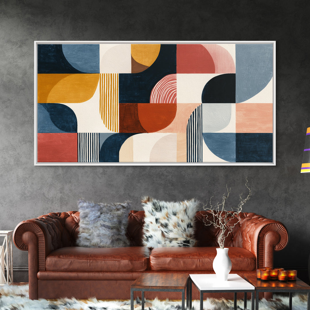 Clean Botanical Silhouette on Color Block Ground Canvas Print, Modern Art, Printable Wall Art, Living Room Decor, Modern, MOD-2x1-91