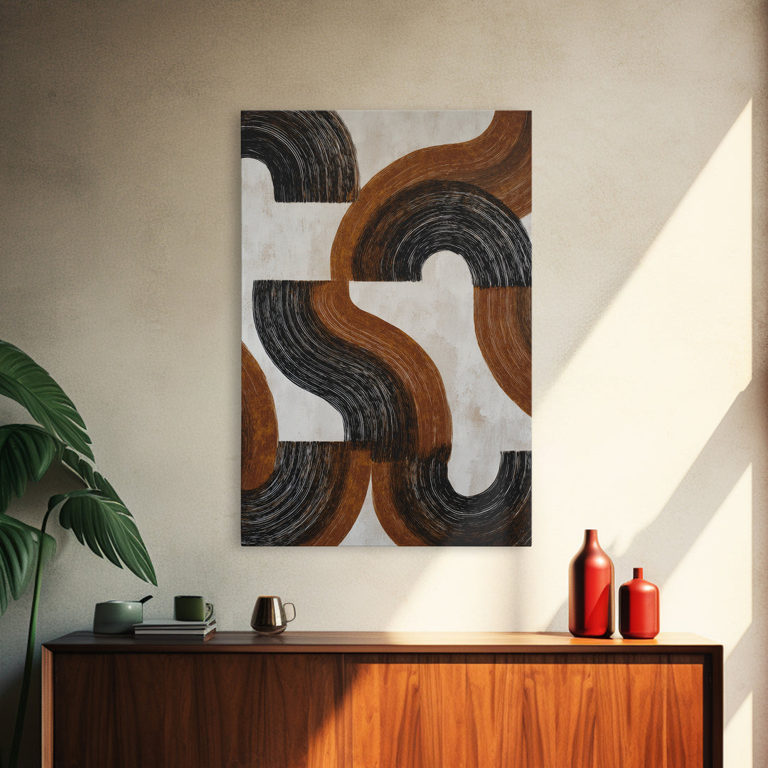 Dynamic Black Brush Marks on Neutral Ground Canvas Print, Modern Art, Digital Prints, Living Room Decor, Fine Art, Modern, MOD-2x3-67