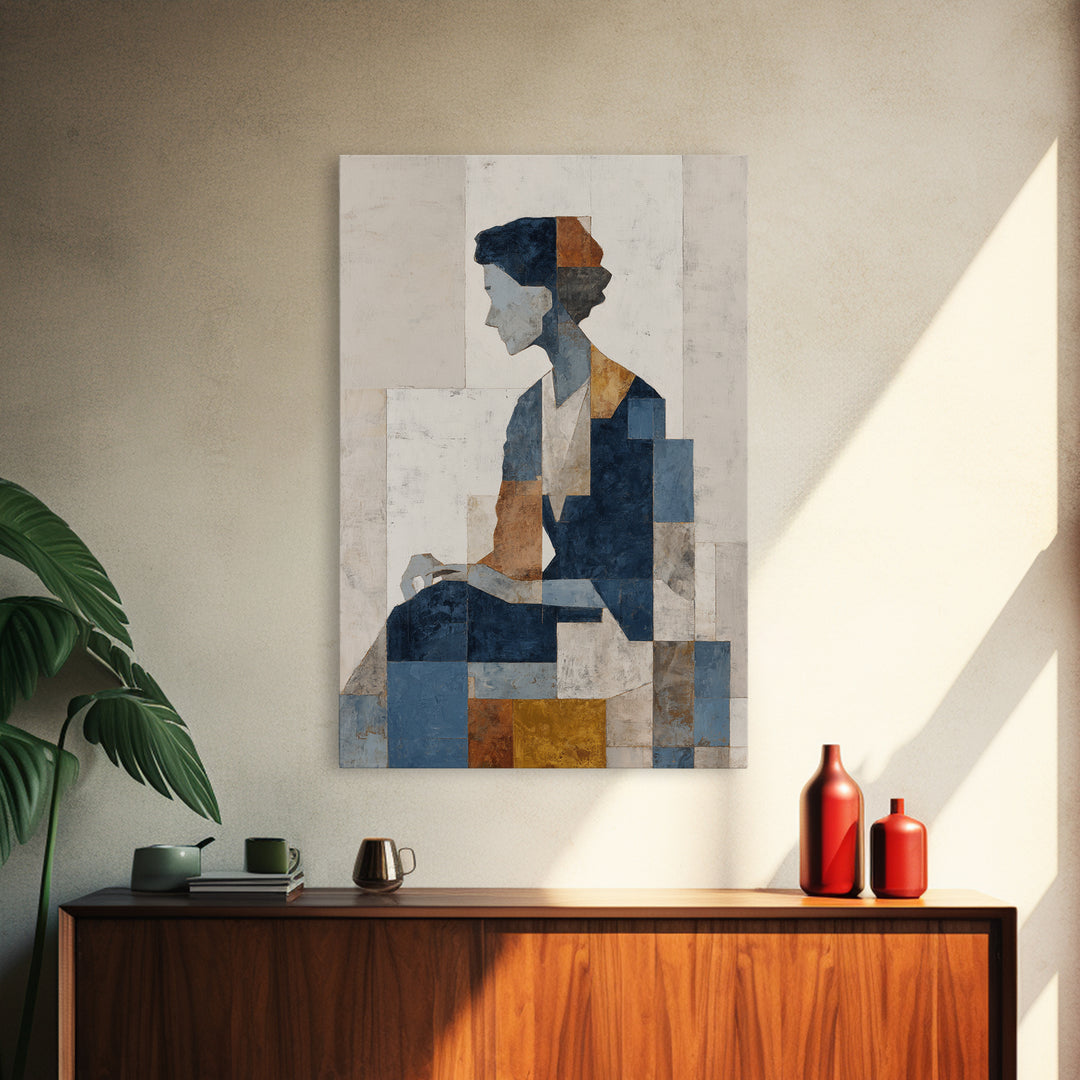 Fragmented Figure Study Framed Canvas Print, Modern Art, Wall Hanging, Living Room Decor, Oil Painting, Modern, MOD-2x3-73