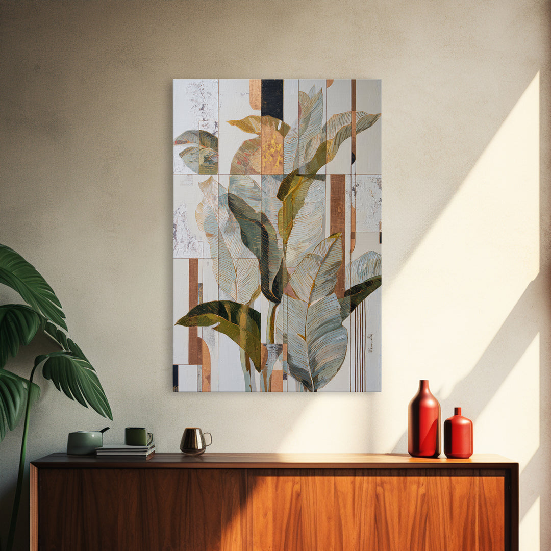 Modern Botanical Painting Framed Canvas Print, Modern Art, Canvas Wall Art, Living Room Decor, Oil Painting, Modern, MOD-2x3-85