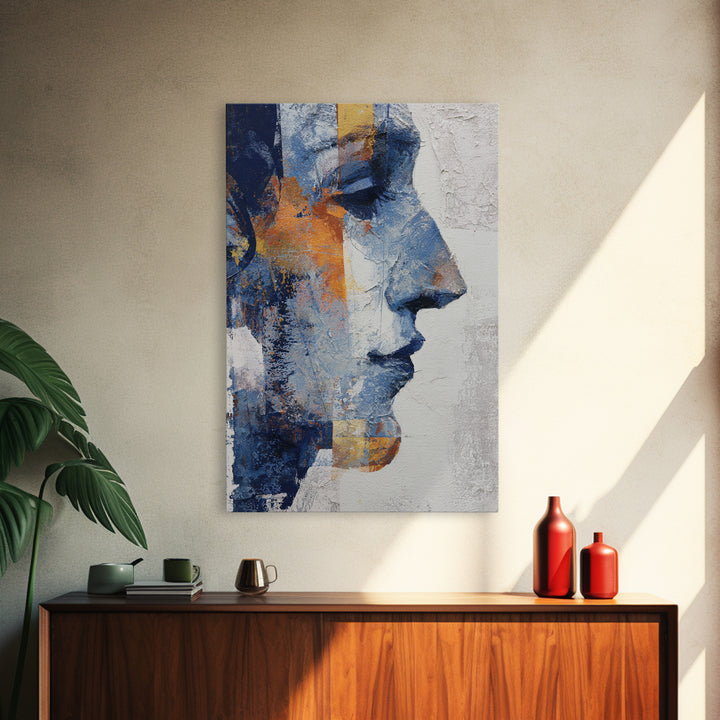 Expressive Brushwork in Cobalt and Rust Canvas Print, Modern Art, Digital Art, Living Room Decor, Abstract Art, Modern, MOD-2x3-86
