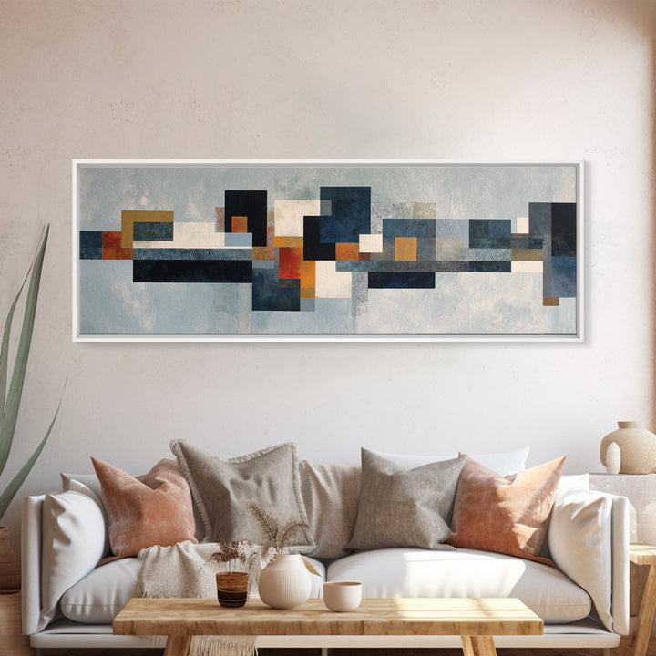 Geometric City Abstraction Canvas Print, Modern Art, Mid Century Modern Art, Living Room Decor, Fine Art, Modern, Art Print, MOD-3x1-20