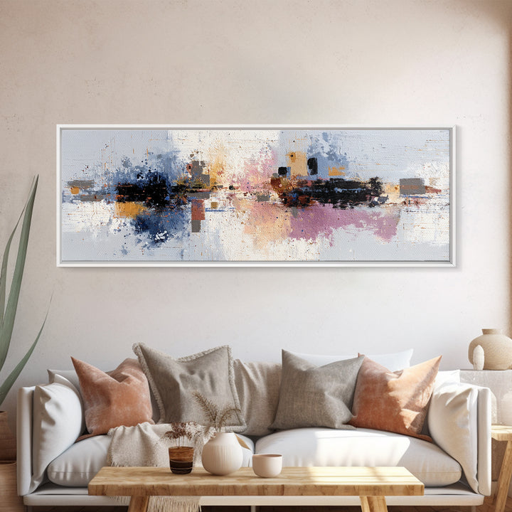 Expressive Brushwork in Cobalt and Rust Canvas Print, Modern Art, Canvas Art, Living Room Decor, Fine Art, Modern, Poster Art, MOD-3x1-46