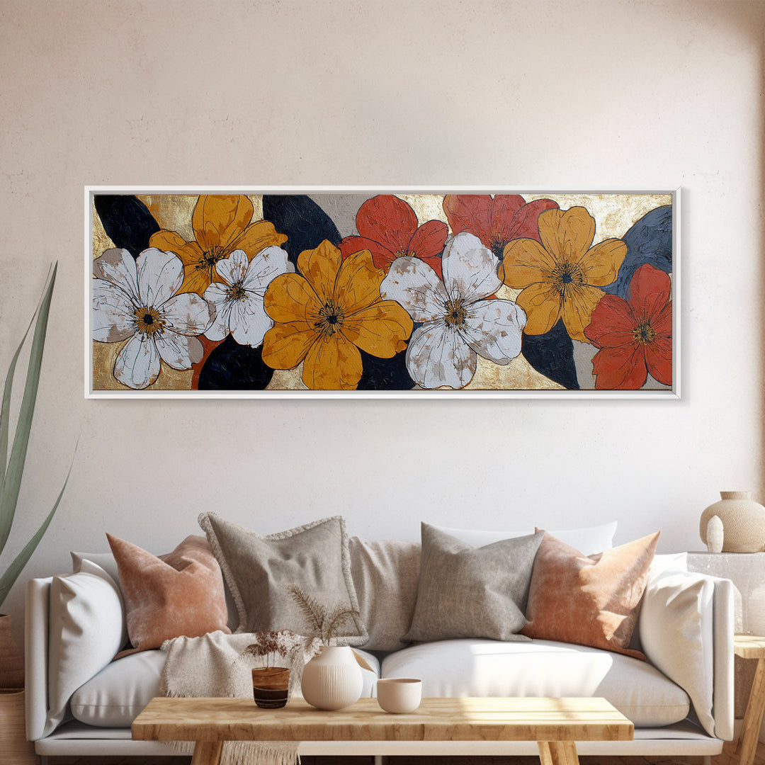 Bold Floral Forms Canvas Print, Modern Art, Boho Wall Decor, Living Room Decor, Modern, Fine Art Print, Statement Artwork, MOD-3x1-6