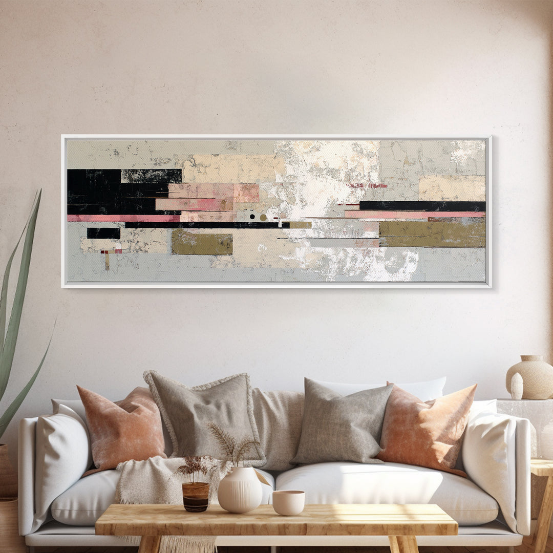Geometric City Abstraction Framed Canvas Print, Modern Art, Contemporary Art, Living Room Decor, Abstract Art, Modern, MOD-3x1-68