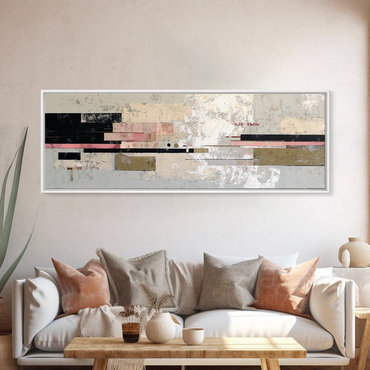 Geometric City Abstraction Framed Canvas Print, Modern Art, Contemporary Art, Living Room Decor, Abstract Art, Modern, MOD-3x1-68