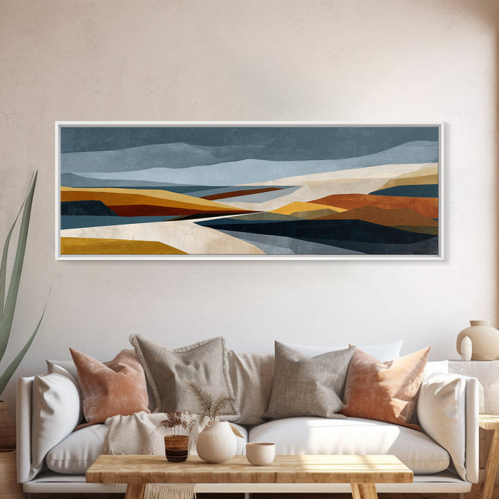 Modern Landscape with Simplified Horizon Framed Canvas Print, Modern Art, Set of 3 Prints, Living Room Decor, Oil Painting, MOD-3x1-73