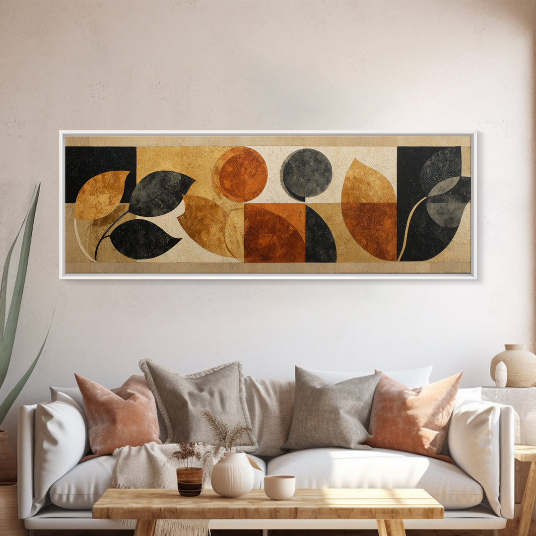 Clean Botanical Silhouette on Color Block Ground Canvas Print, Modern Art, Printable Wall Art, Living Room Decor, Modern, MOD-3x1-87