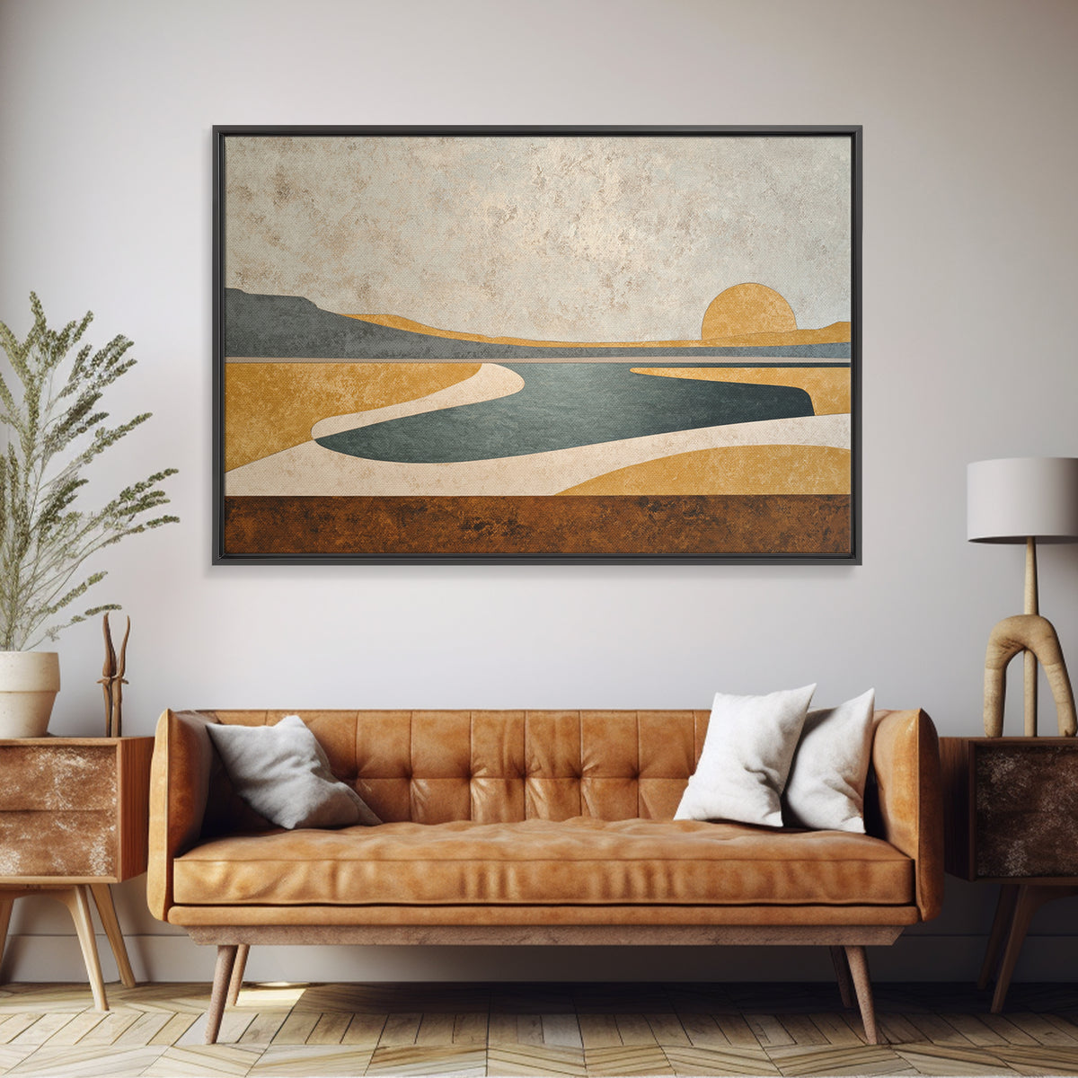 Modern Landscape with Simplified Horizon Framed Canvas Print, Modern Art, Canvas Art, Living Room Decor, Fine Art, Modern, MOD-3x2-13