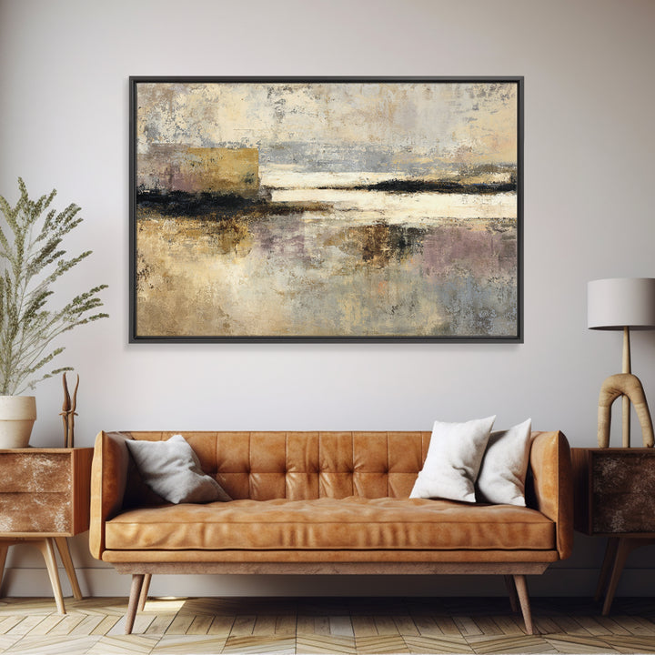 Modern Coastal Landscape Framed Canvas Print, Modern Art, Canvas Wall Art, Living Room Decor, Watercolor Art, Modern, MOD-3x2-46