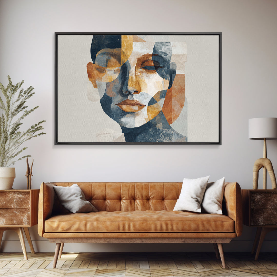Abstract Face with Asymmetrical Features Canvas Print, Modern Art, Wall Art, Living Room Decor, Fine Art, Modern, Artwork, MOD-3x2-83