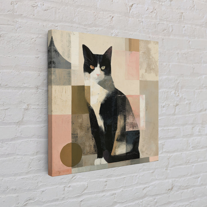 Monochrome Cat Portrait Framed Canvas Print, Monochrome Art, Original Art, Living Room Decor, Fine Art, Mono, Bird Art, MON-1x1-11