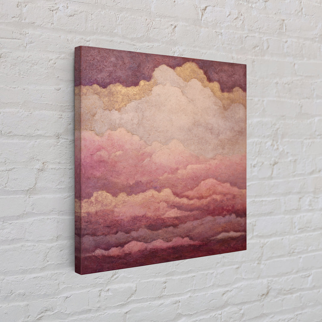 All Pink Cloudscape Framed Canvas Print, Monochrome Art, Digital Prints, Living Room Decor, Fine Art, Mono, Apartment Decor, MON-1x1-12