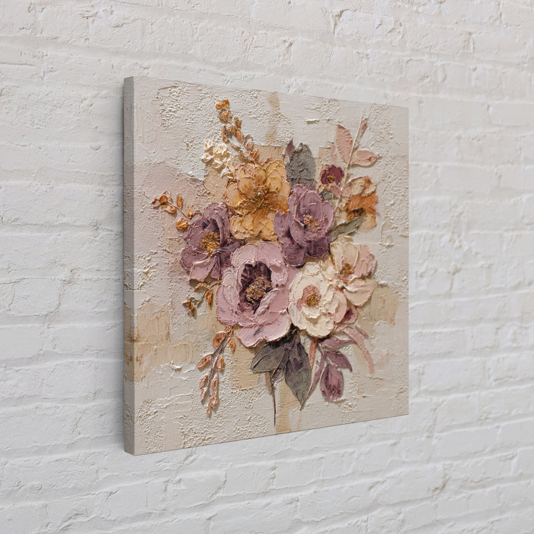 Monochrome Floral Bouquet Canvas Print, Monochrome Art, Apartment Decor, Living Room Decor, Fine Art, Mono, Moody Wall Art, MON-1x1-18