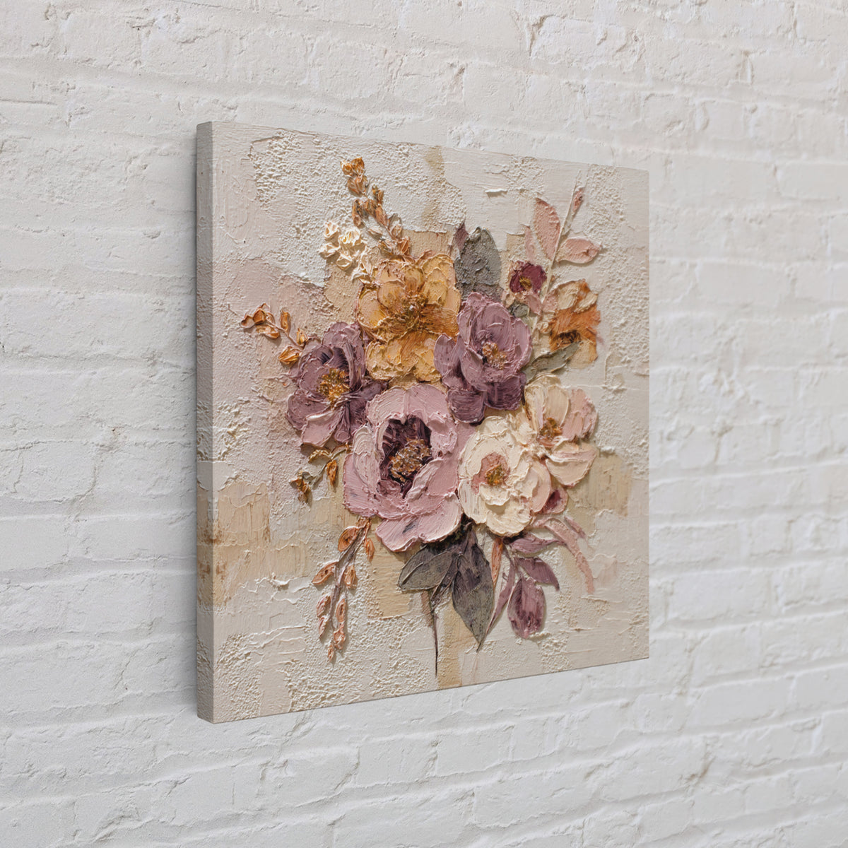 Monochrome Floral Bouquet Canvas Print, Monochrome Art, Apartment Decor, Living Room Decor, Fine Art, Mono, Moody Wall Art, MON-1x1-18